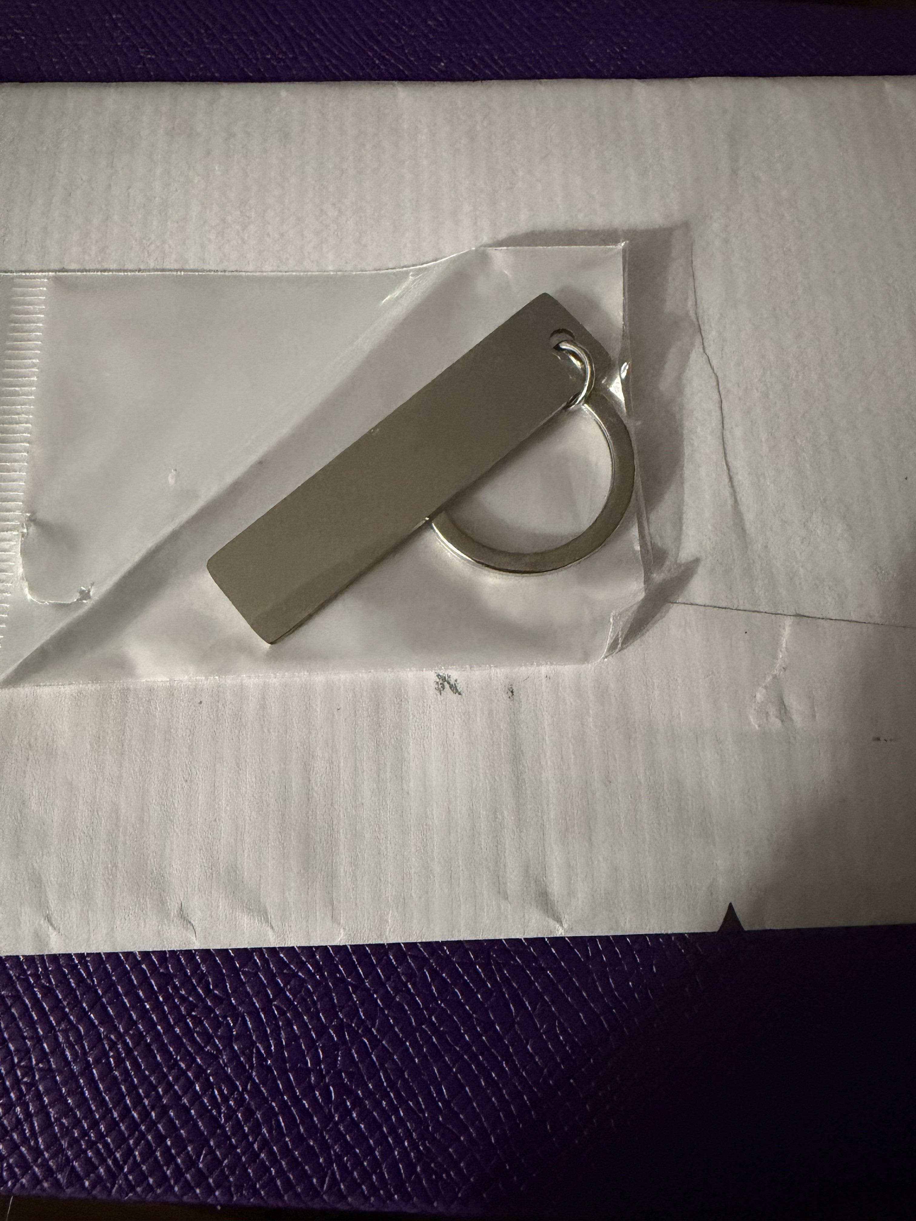 Keychain with blank silver plate